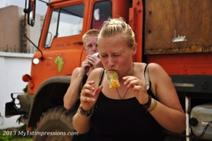 Eating icecream, even  in Benin