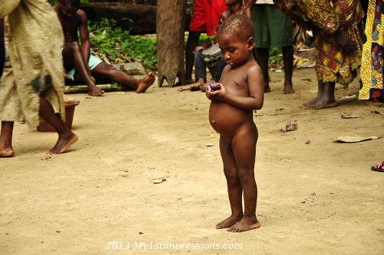 A child exploring the little gift received